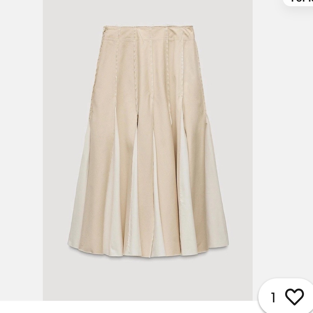 Nwt Zara Cream Pleated Maxi Skirt